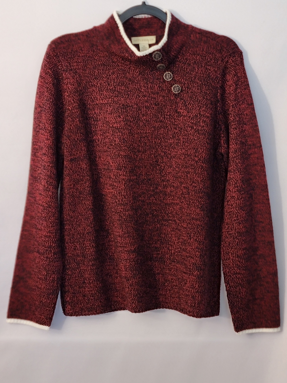 Appleseed's Red & Black Marled Knit Sweater Size M